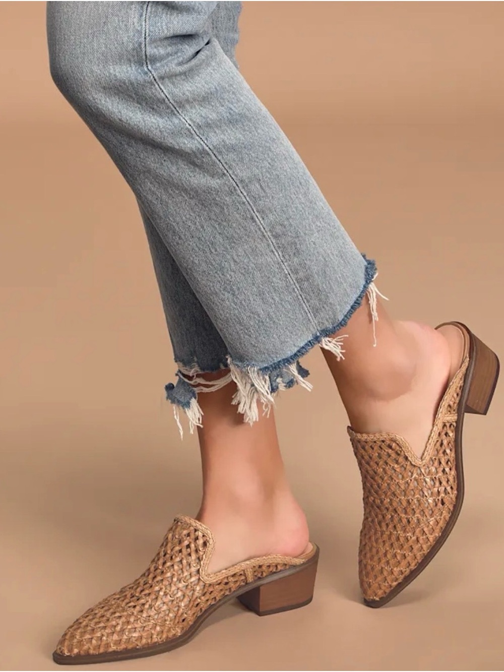 Chinese Laundry Woven Brown/Cognac Mule Heels - Slip-On Women’s Shoes Size 8.5
